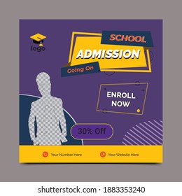 Web banner design for school admission, back to school, social media banner, educational banner, modern design, web design.