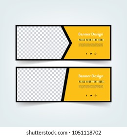 Web Banner Design set. Abstract poster template.  facebook cover. Black and yellow sale poster.