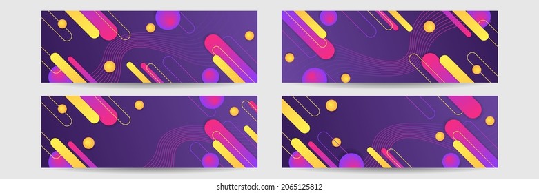 Conjunto de diseño de banner Web, encabezado de plantilla para el sitio. Formas geométricas, fondo abstracto amplio