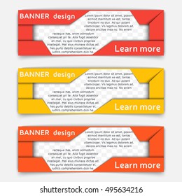 Web banner design. Set of vector web banners in modern style in paper material design style with soft shadows. Envelope style banners set. Vector background illustration.