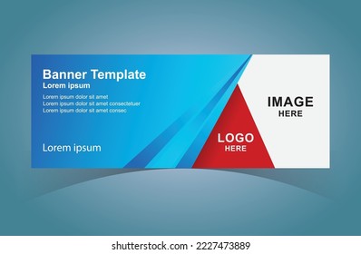 Web Banner Design Template For Corporate, Business.  Corporate Webinar Horizontal Banner Template Design. Modern Banner Design With Red and Blue Background. Usable For Banner, Cover, and Header.