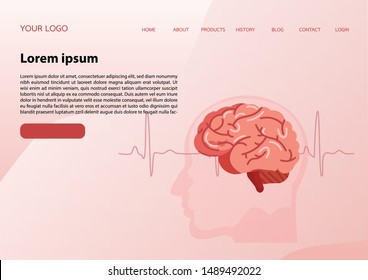 Web banner design template. Scientific medical illustration of human brain stroke illustration.Types of human brain stroke illustration. vector, esp