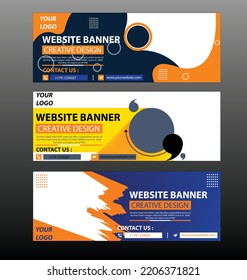 plantilla web de diseño de banner web Set, banner web de encabezado horizontal. Fondo de cabecera de cabecera de cuello geométrico moderno para diseño de sitios web, anuncios de cubierta de medios sociales banner diseño creativo de banner web