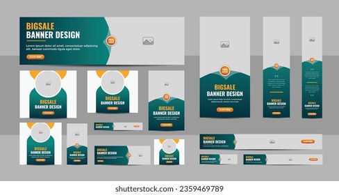 Web banner design template Set, Horizontal header web banner, Modern multicolor cover header background for website design, Social Media Cover ads banner, sale web banner, flyer set
