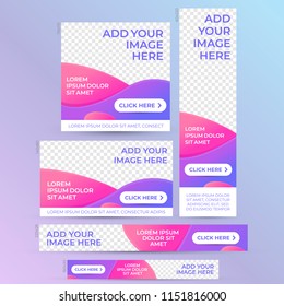 Web banner design template. Vector set. Modern vibrant color header image.
