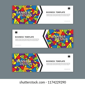 Web banner design template vector illustration, Geometric background, Abstract texture, advertisement layout. hipster banner template. advertising header for website. Graphic for billboard, colorful