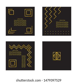 Web banner design templates with abstract geometrical golden shapes. Vector.
