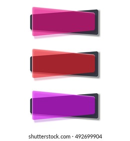 Web banner design. Vivid translucent plastic cards with shadows. Nice set of transparent geometric vector banners. Abstract transparent banners set. Vector illustration. 