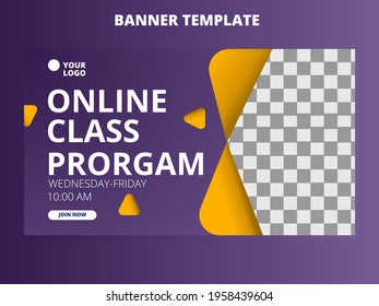 Programa de clase Web Banner Digital Online. Diseño de plantillas de banner. se puede utilizar para diseño web, agencia, diagramas, vectores de etiquetas, publicidad, diagramas y diseños de flujo de trabajo
