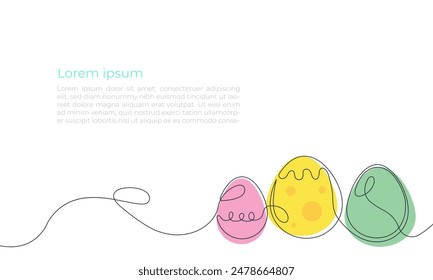 Web-Banner mit Eierlinien-Kunst, fortlaufende einzeilige Zeichnung einer einzigen Eierform