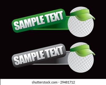 web banner featuring golf balls with visors
