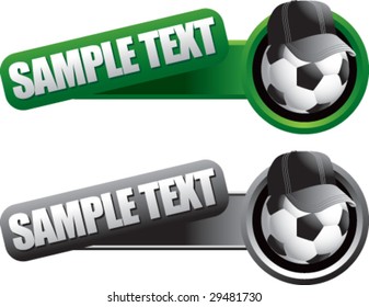 web banner featuring soccer referee balls