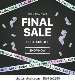 Web banner with final sale phrase and serpentines