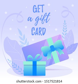 Web banner with gift card decorated ribbons and leafs