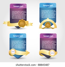 web banner with gold ribbons