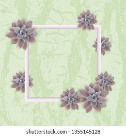 Web banner with Graptopetalum flowers for spring sales. Vector realistic illustration. Can be used in the magazine, online, store leaflets.