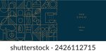Web banner. Hand drawn illustration of Bakery and Coffee. Icons. Bread, bakery products,  dish, food processor, wheat. Abstract geometric line background. Gold luxury