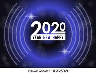 Web banner Happy New year 2020 vector illustration. Happy Christmas celebration poster template on dark background