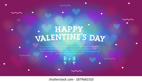 Web banner Happy Valentine's Day, on a pink background with hearts and place under the text 