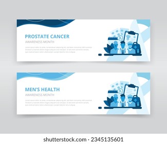 Web banner or header template which shows the contribution of healthcare professionals in men's health issues such as prostate cancer or testicular cancer