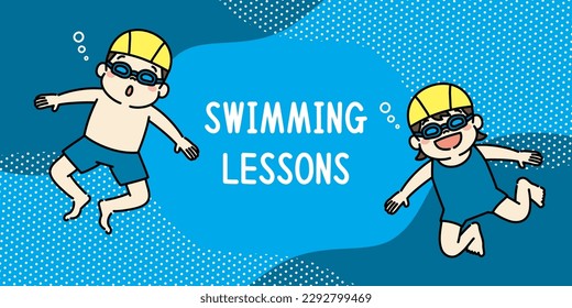 Web-Banner-Illustration zum Schwimmen von Kindern