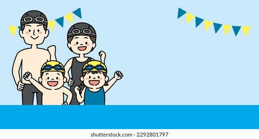 Web Banner Illustration of Swimming School