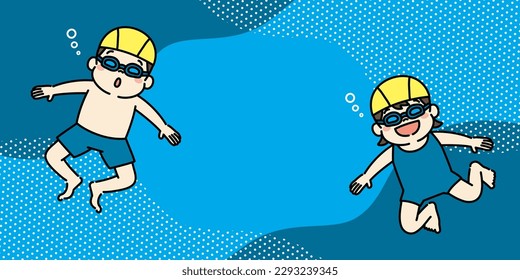 Web Banner Illustration of Swimming School for kids