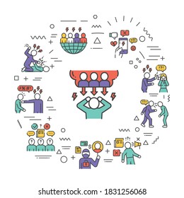 web banner. Infographics with linear icons on white background. Creative idea concept. Isolated outline color illustration.