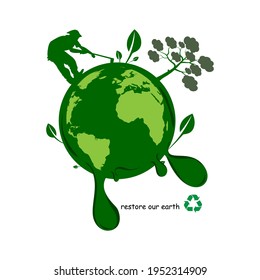 web banner for international mother earth day concept. restore our earth theme. illustration vector