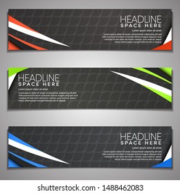 Web Banner label Background Modern Company Business Office Template Design Horizontal.Black and Dark Metal Textured with colour strips