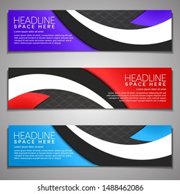Web Banner label Background Modern Company Business Office Template Design Horizontal.Black and Dark Metal Textured with colour strips
