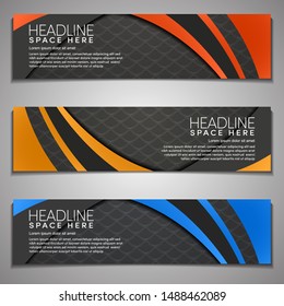 Web Banner label Background Modern Company Business Office Template Design Horizontal.Black and Dark Metal Textured with colour strips
