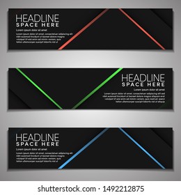 Web Banner label Background Modern Company Business Office Template Design Horizontal. Dark Black background with light colour. Dynamic Line Sports, clean neat .dark abstract modern vector template ba