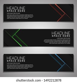 Web Banner label Background Modern Company Business Office Template Design Horizontal. Dark Black background with light colour. Dynamic Line Sports, clean neat .dark abstract modern vector template ba