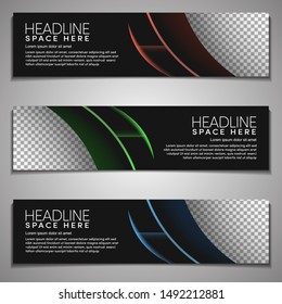 Web Banner label Background Modern Company Business Office Template Design Horizontal. Dark Black background with light colour. Dynamic Line Sports, clean neat .dark abstract modern vector template ba