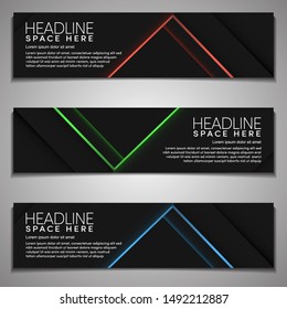Web Banner label Background Modern Company Business Office Template Design Horizontal. Dark Black background with light colour. Dynamic Line Sports, clean neat .dark abstract modern vector template ba