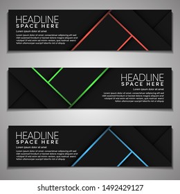Web Banner label Background Modern Company Business Office Template Design Horizontal. Dark Black background with light colour. Dynamic Line, clean neat .dark t modern vector template background