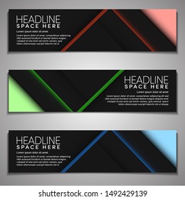 Web Banner label Background Modern Company Business Office Template Design Horizontal. Dark Black background with light colour. Dynamic Line, clean neat .dark t modern vector template background