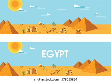 web banner. Landscape of ancient egypt. Editable Vector Illustration