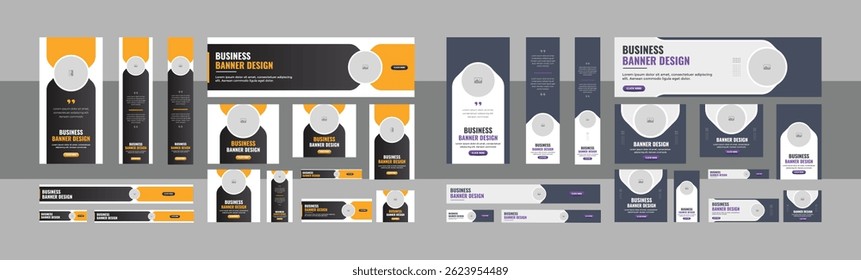 Web Banner Layout Set, Web advertising banner template design. Modern web layout set with standard size. vector