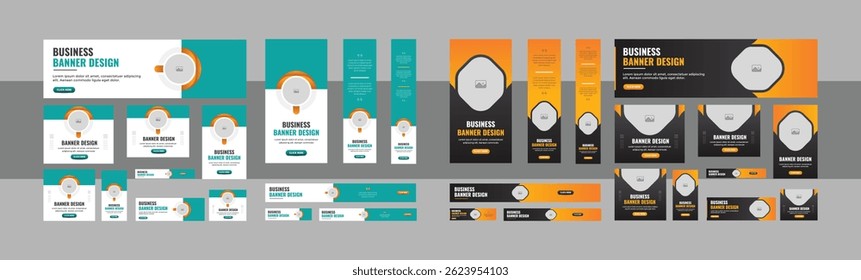 Web Banner Layout Set, Business banner web template bundle design, Social Media Cover ads banner. Set of business web banners template design with image space