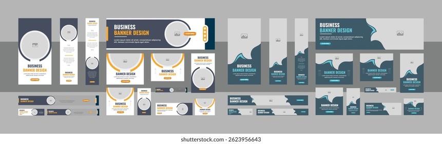 Web Banner Layout Set, Business banner web template bundle design. Business banner design template. Online web advertising banner. vector	