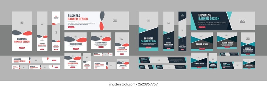 Web Banner Layout Set. Digital business agency best services set banner for social media post, digital banner, web bundle banner design, customizable vector eps 10 file format