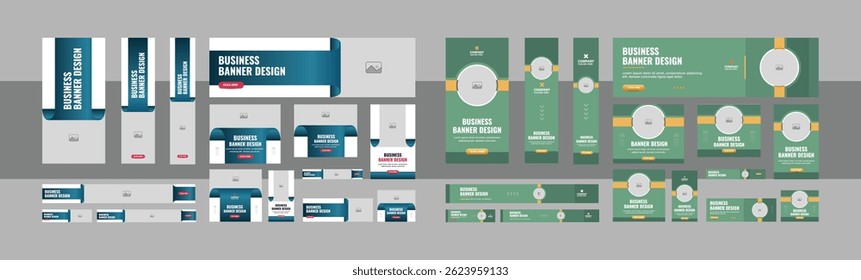 Conjunto de layouts de banner da Web. Design de modelo de banner de publicidade da Web de carro moderno. Conjunto de layout da Web moderno com tamanho padrão. vetor