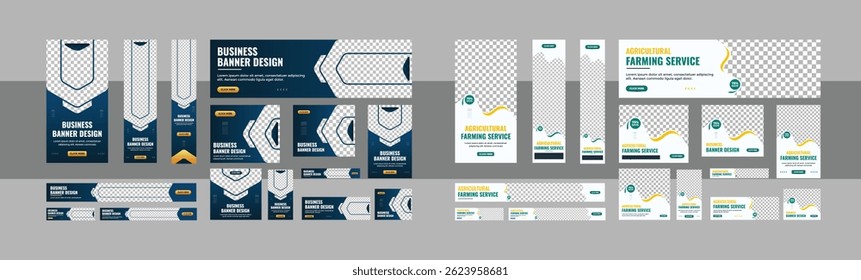Web Anuncio Layout Set. conjunto de Anuncios de Web de coches de alquiler de tamaño estándar con un lugar para Fotos. Vertical, Horizontal y cuadrada. Vector EPS 10