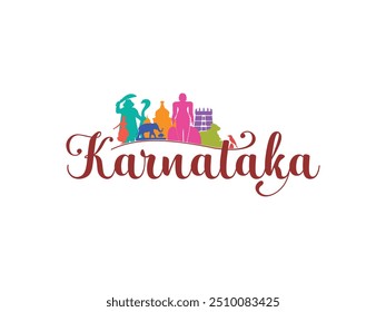 web banner or Logo template for the  state of Karnataka, India. Not Official Logo. Vector Illustration.