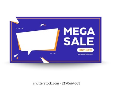 web banner mega sale template, shopping marketing concept, advertising vector graphic geometric shape
