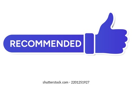 Web Banner Modern Blue Recommended Label With Thumbs up