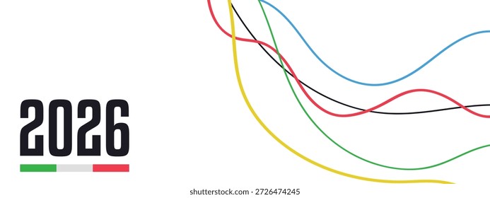 Anuncio de Web con líneas onduladas multicolores.