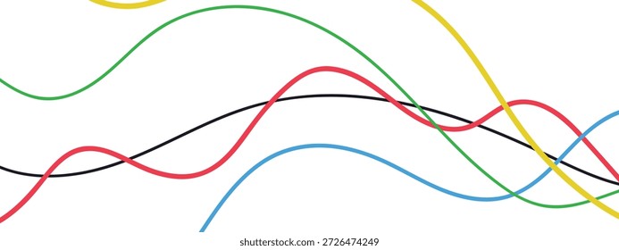Anuncio de Web con líneas onduladas multicolores.